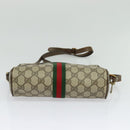 GUCCI GG Supreme Web Sherry Line Bag PVC Beige Gold 75 02 004 Auth BA2469-5