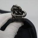CHANEL Chain Matelasse Boy Chanel Shoulder Bag Lamb Skin Navy CC Auth BA246AM-8