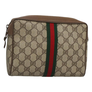 GUCCI GG Supreme Web Sherry Line Clutch Bag PVC Beige 89 01 002 Auth BA2470