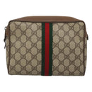 GUCCI GG Supreme Web Sherry Line Clutch Bag PVC Beige 89 01 002 Auth BA2470-13