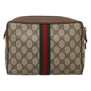GUCCI GG Supreme Web Sherry Line Clutch Bag PVC Beige 89 01 002 Auth BA2470-2