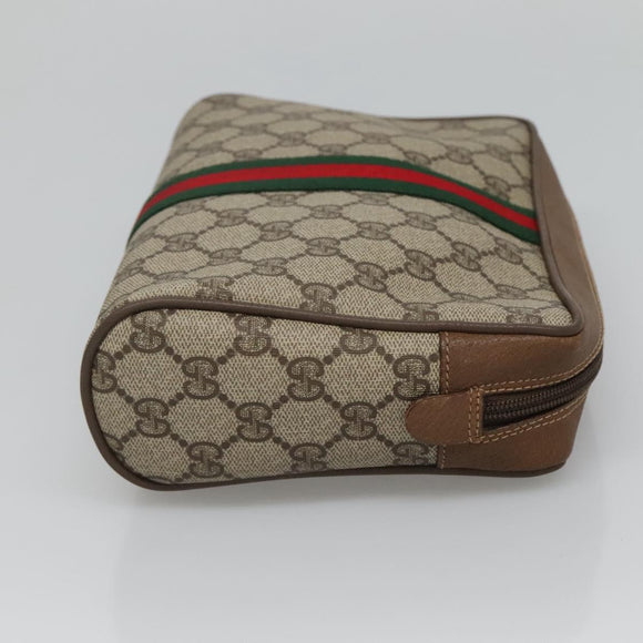 GUCCI GG Supreme Web Sherry Line Clutch Bag PVC Beige 89 01 002 Auth BA2470