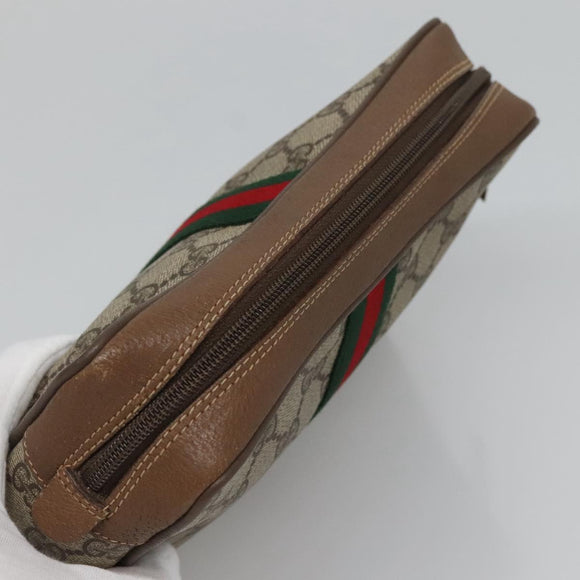 GUCCI GG Supreme Web Sherry Line Clutch Bag PVC Beige 89 01 002 Auth BA2470