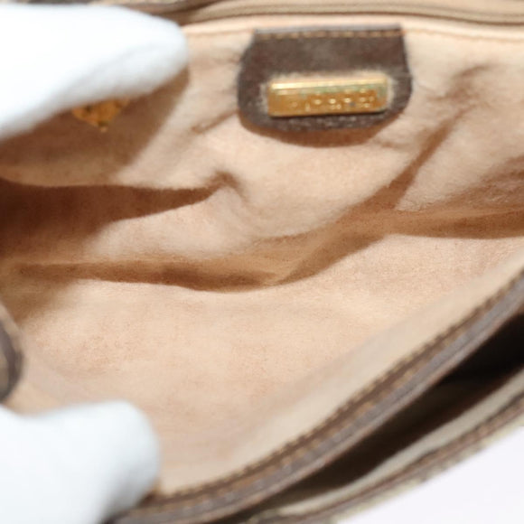 GUCCI GG Supreme Shoulder Bag PVC Beige Gold Auth BA2472