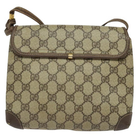 GUCCI GG Supreme Shoulder Bag PVC Beige Gold Auth BA2472 - 0