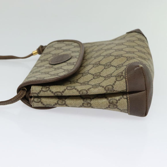 GUCCI GG Supreme Shoulder Bag PVC Beige Gold Auth BA2472