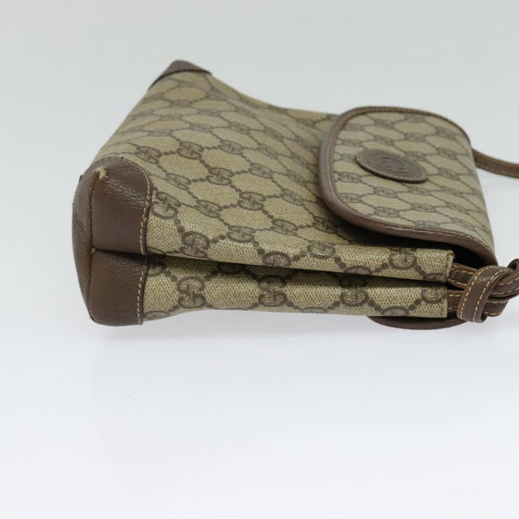 GUCCI GG Supreme Shoulder Bag PVC Beige Gold Auth BA2472