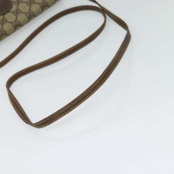 GUCCI GG Supreme Shoulder Bag PVC Beige Gold Auth BA2472