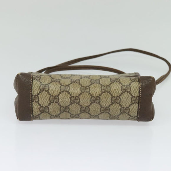 GUCCI GG Supreme Shoulder Bag PVC Beige Gold Auth BA2472