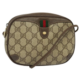 GUCCI GG Supreme Web Sherry Line Bag PVC Beige Gold 89 02 066 Auth BA2473