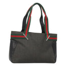 GUCCI Web Sherry Line Tote Bag Canvas Red Gray Green 73983 Auth BA2478-1