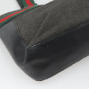 GUCCI Web Sherry Line Tote Bag Canvas Red Gray Green 73983 Auth BA2478-16
