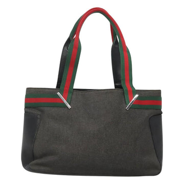 GUCCI Web Sherry Line Tote Bag Canvas Red Gray Green 73983 Auth BA2478 - 0