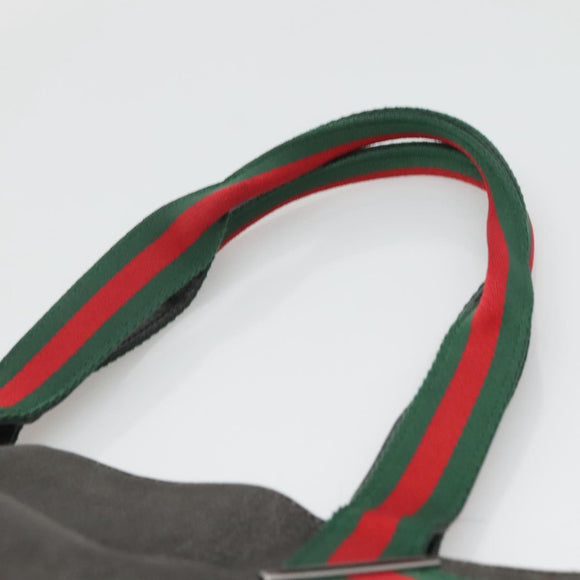 GUCCI Web Sherry Line Tote Bag Canvas Red Gray Green 73983 Auth BA2478