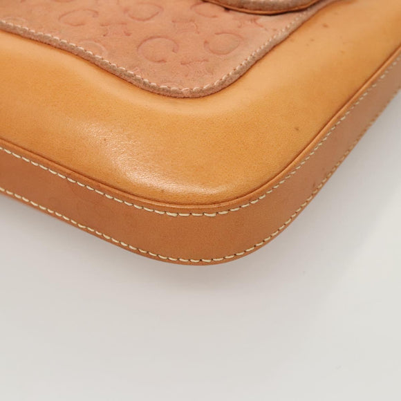 CELINE C Macadam Canvas Shoulder Bag Pink Gold Auth BA2500