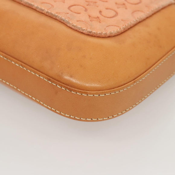 CELINE C Macadam Canvas Shoulder Bag Pink Gold Auth BA2500