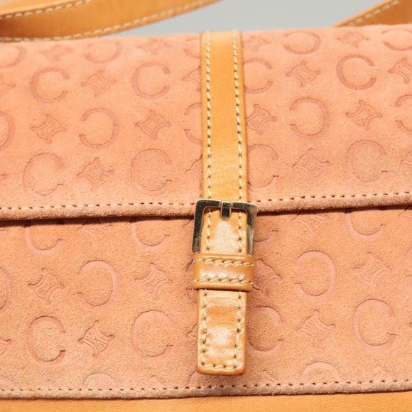 CELINE C Macadam Canvas Shoulder Bag Pink Gold Auth BA2500