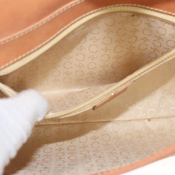 CELINE C Macadam Canvas Shoulder Bag Pink Gold Auth BA2500