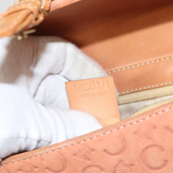 CELINE C Macadam Canvas Shoulder Bag Pink Gold Auth BA2500