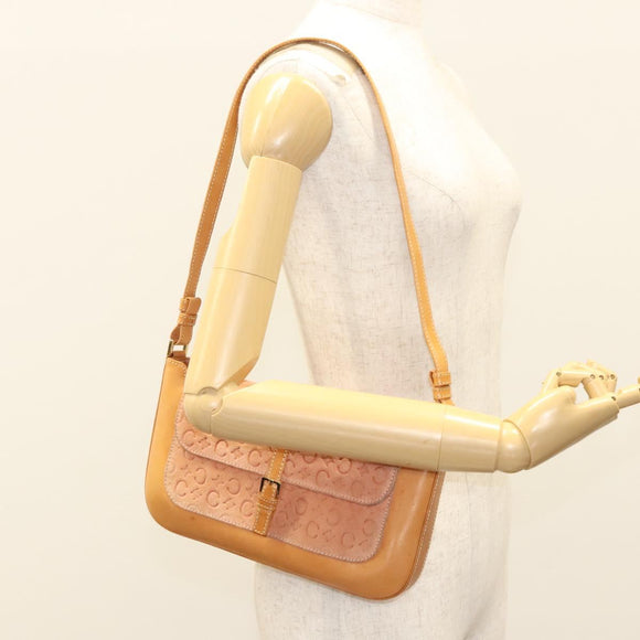 CELINE C Macadam Canvas Shoulder Bag Pink Gold Auth BA2500