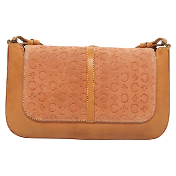 CELINE C Macadam Canvas Shoulder Bag Pink Gold Auth BA2500