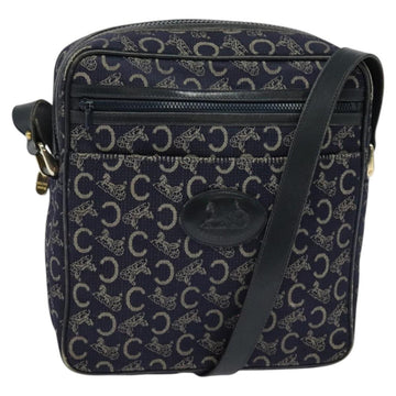 CELINE C Sulky Shoulder Bag Canvas Navy Gold Auth BA2502