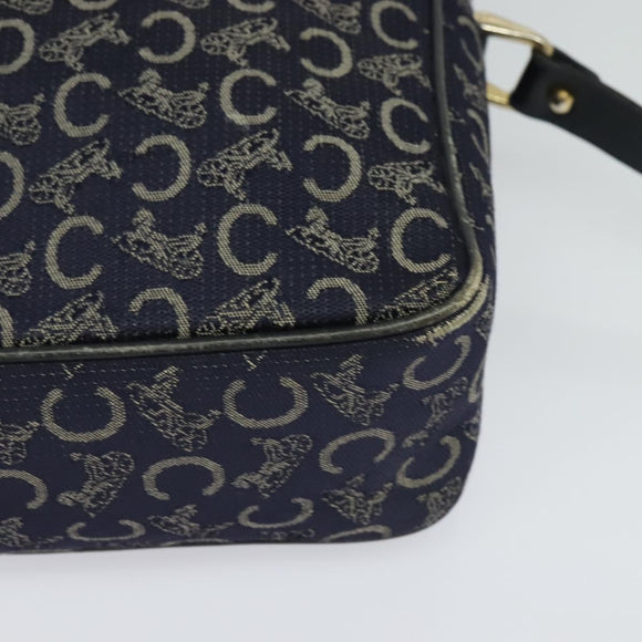 CELINE C Sulky Shoulder Bag Canvas Navy Gold Auth BA2502