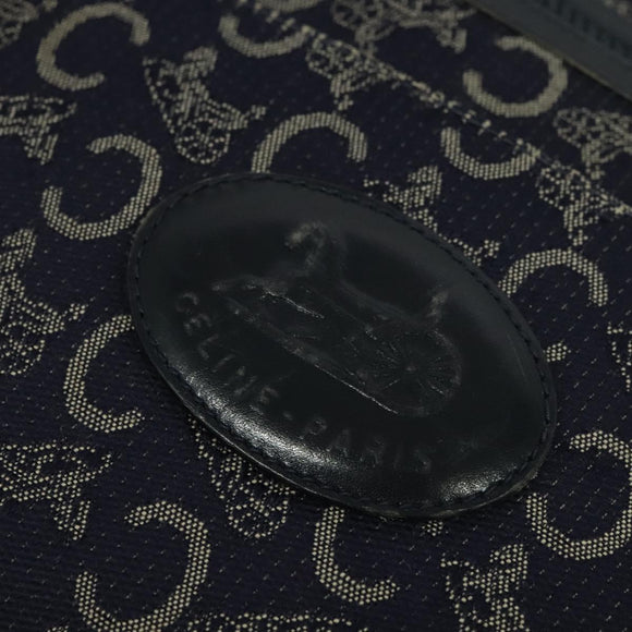 CELINE C Sulky Shoulder Bag Canvas Navy Gold Auth BA2502