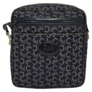 CELINE C Sulky Shoulder Bag Canvas Navy Gold Auth BA2502-13