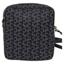 CELINE C Sulky Shoulder Bag Canvas Navy Gold Auth BA2502-2
