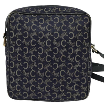 CELINE C Sulky Shoulder Bag Canvas Navy Gold Auth BA2502 - 0