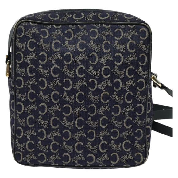 CELINE C Sulky Shoulder Bag Canvas Navy Gold Auth BA2502