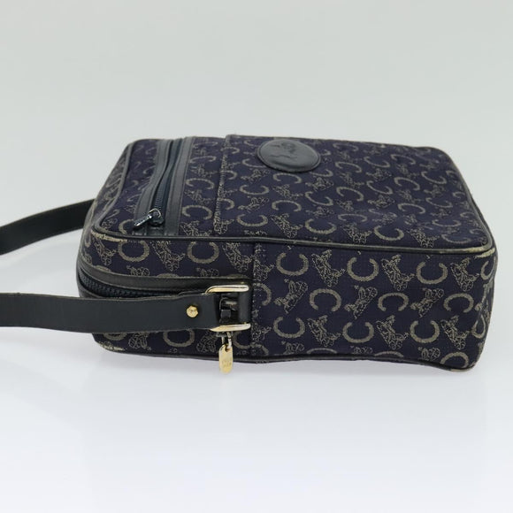 CELINE C Sulky Shoulder Bag Canvas Navy Gold Auth BA2502