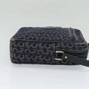 CELINE C Sulky Shoulder Bag Canvas Navy Gold Auth BA2502-4