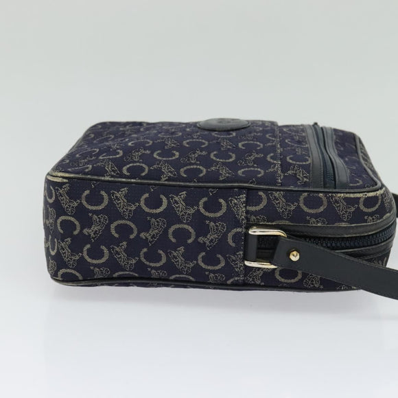CELINE C Sulky Shoulder Bag Canvas Navy Gold Auth BA2502