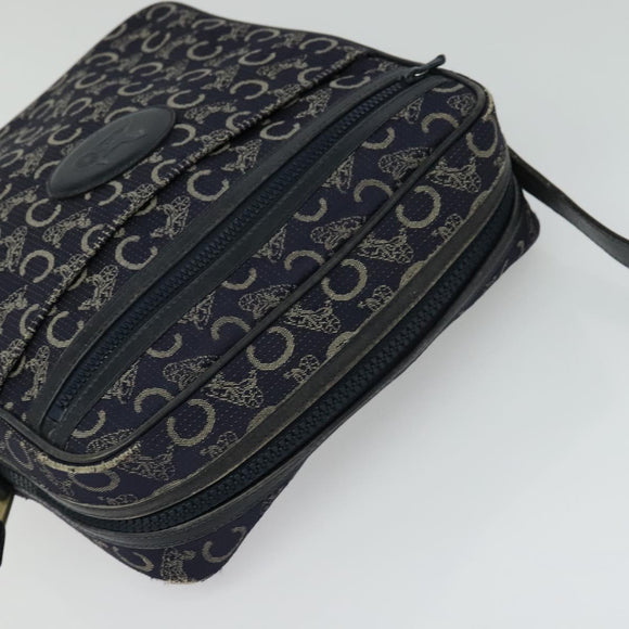 CELINE C Sulky Shoulder Bag Canvas Navy Gold Auth BA2502