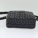 CELINE C Sulky Shoulder Bag Canvas Navy Gold Auth BA2502-5