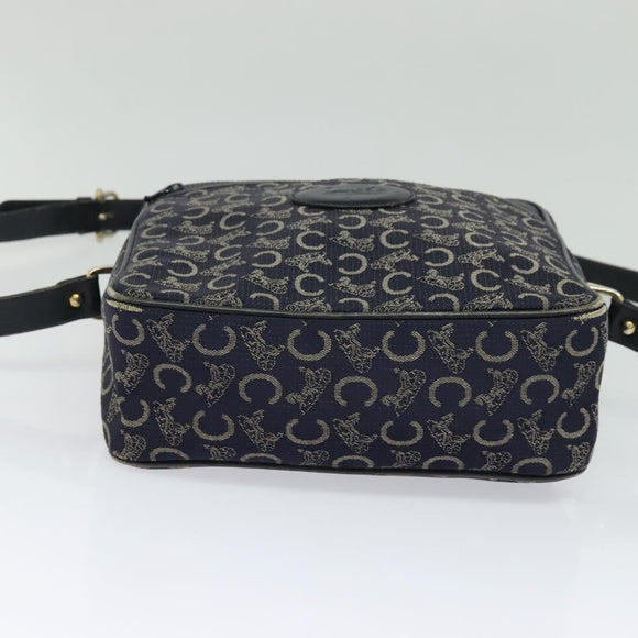 CELINE C Sulky Shoulder Bag Canvas Navy Gold Auth BA2502