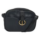Christian Dior Shoulder Bag Leather Navy Gold Auth BA2504-1