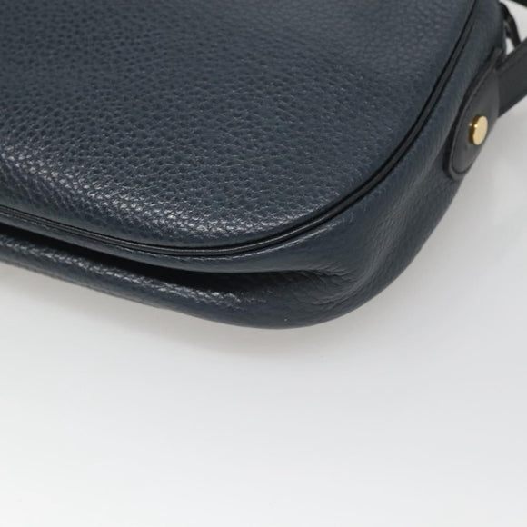 Christian Dior Shoulder Bag Leather Navy Gold Auth BA2504