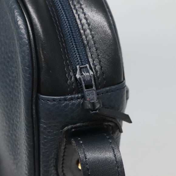 Christian Dior Shoulder Bag Leather Navy Gold Auth BA2504