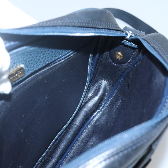 Christian Dior Shoulder Bag Leather Navy Gold Auth BA2504