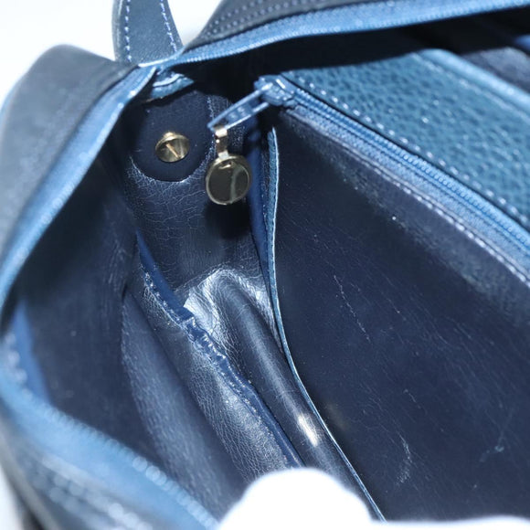 Christian Dior Shoulder Bag Leather Navy Gold Auth BA2504