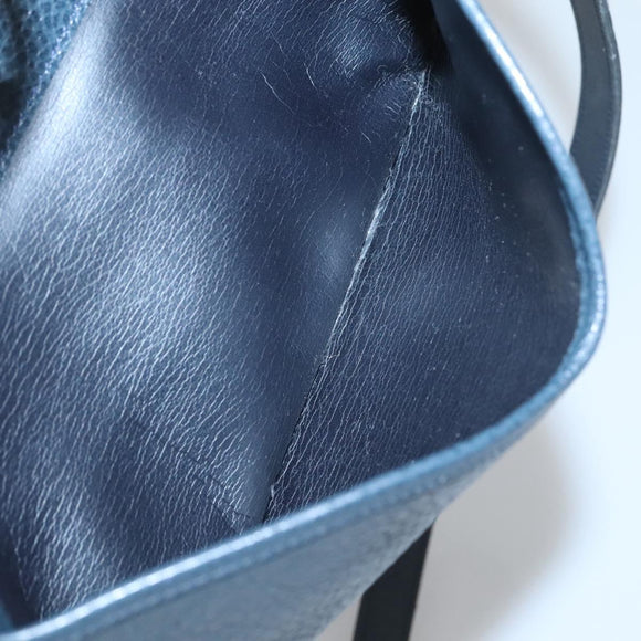 Christian Dior Shoulder Bag Leather Navy Gold Auth BA2504