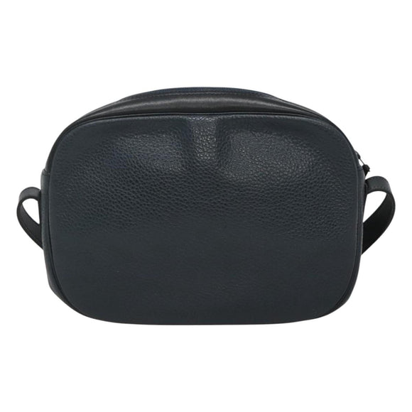 Christian Dior Shoulder Bag Leather Navy Gold Auth BA2504