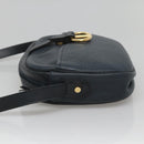 Christian Dior Shoulder Bag Leather Navy Gold Auth BA2504-4