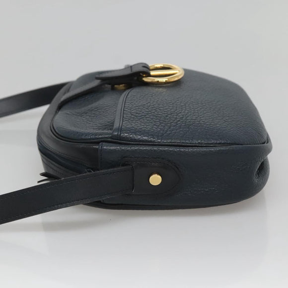 Christian Dior Shoulder Bag Leather Navy Gold Auth BA2504