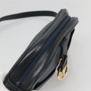 Christian Dior Shoulder Bag Leather Navy Gold Auth BA2504-6