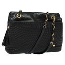 BALLY Shoulder Bag Leather Black Gold Auth BA2507-1