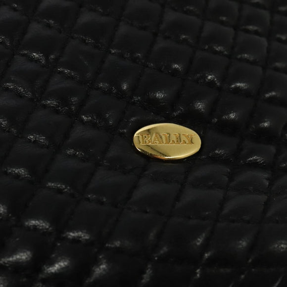BALLY Shoulder Bag Leather Black Gold Auth BA2507